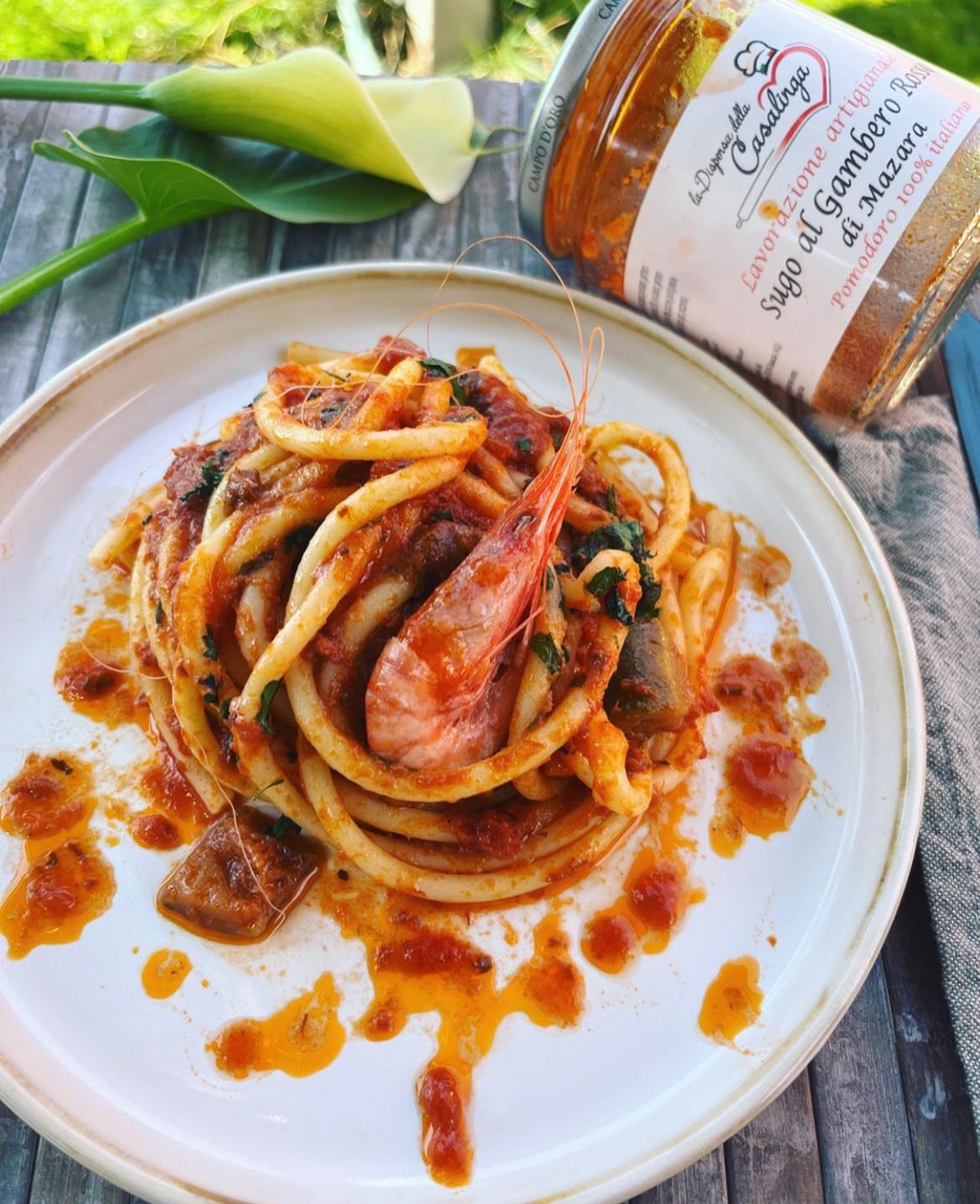spaghetti al sugo di gambero rosso la dispensa della casalinga
