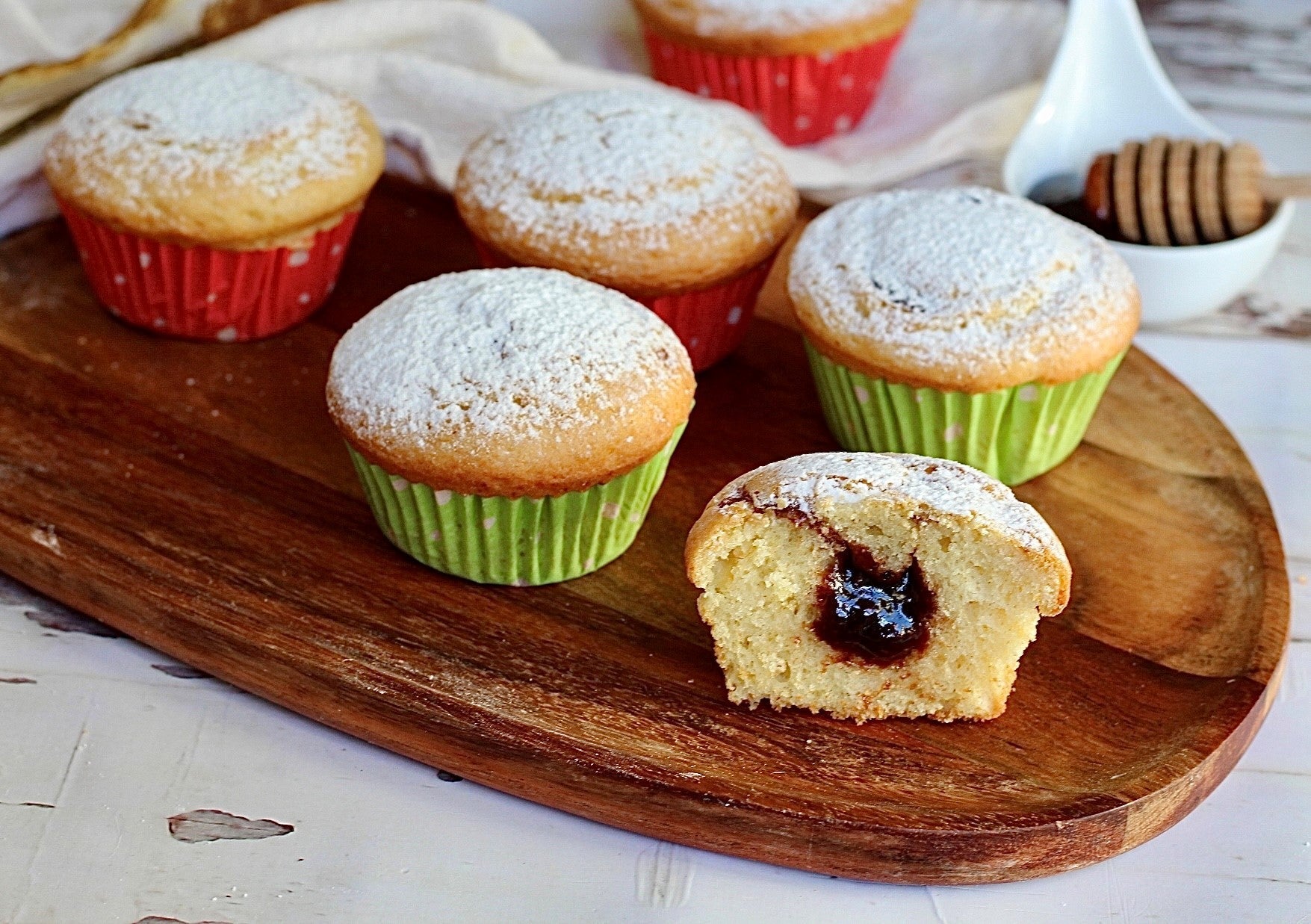 muffin con cuore cremoso alle fragole