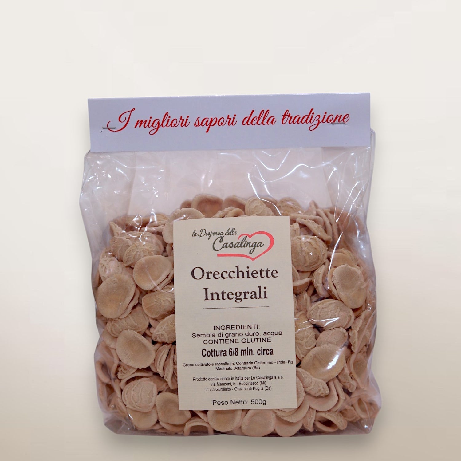 Wholemeal artisanal Orecchiette