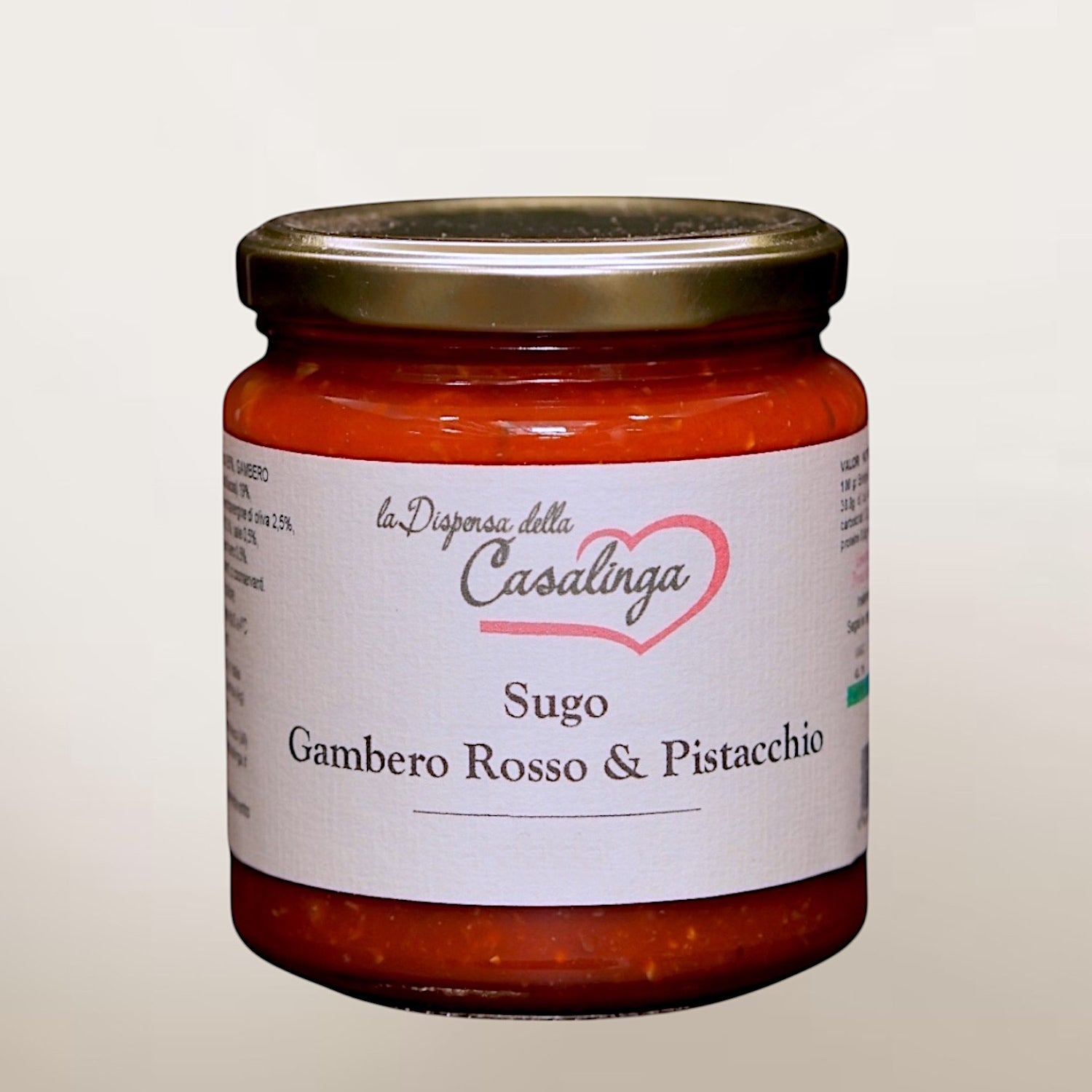 Sauce with red prawns and pistachios