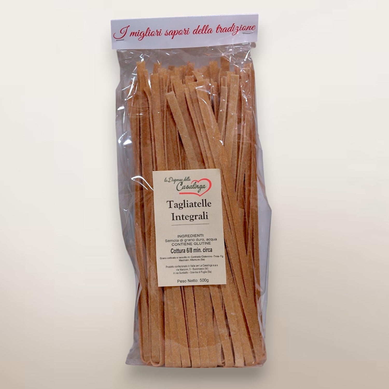 Artisanal wholemeal tagliatelle